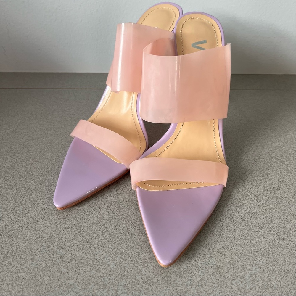 ViVI PVC Open Toe Mules Pumps Stiletto Heels Sz 8